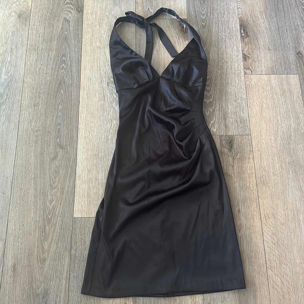 Satin Black halter Dress.   Cocktail.  Homecoming